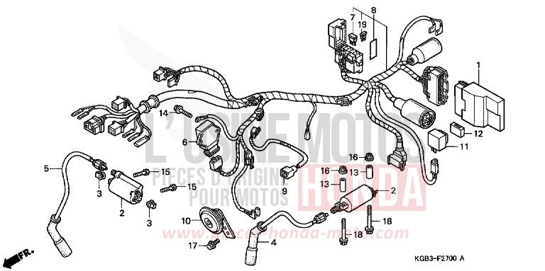 WIRE HARNESS/ IGNITION COIL for Shadow VT125C MUTE BLACK METALLIC (NH359) from 1999